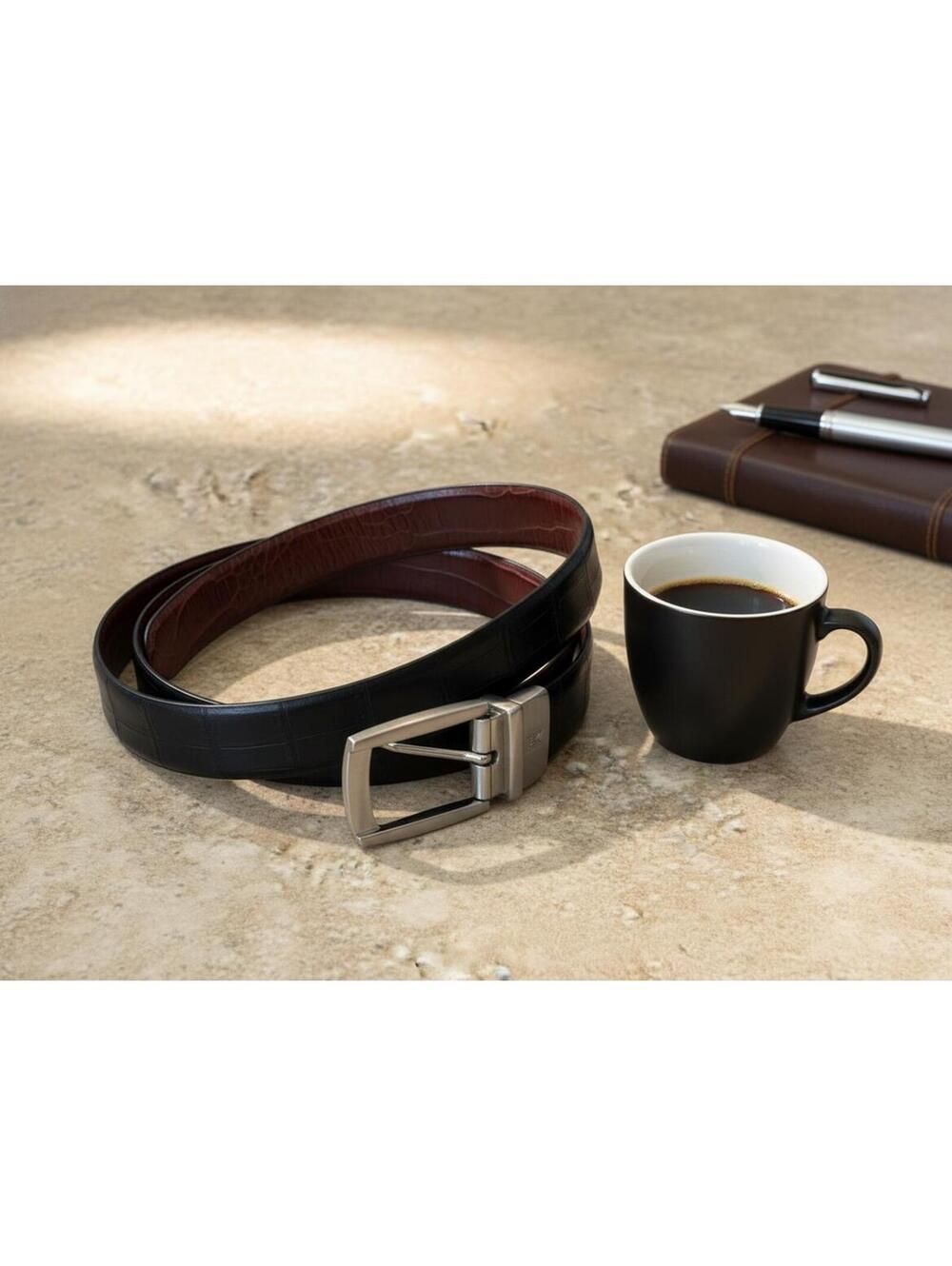 Tiger Woods Reversible Leather Men's Belt Black & Brown Crocodile Embossed 36